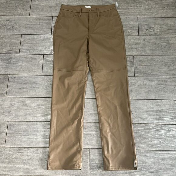 Good American Better Than Leather Good Boy Pants Warm Caramel Women New! - Picture 7 of 12